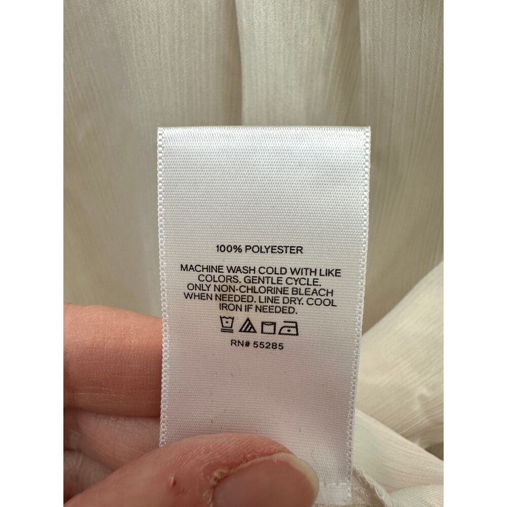 EXPRESS | Ivory Cream Silky Long Sleeve Blouse Top | Medium - Picture 6 of 6